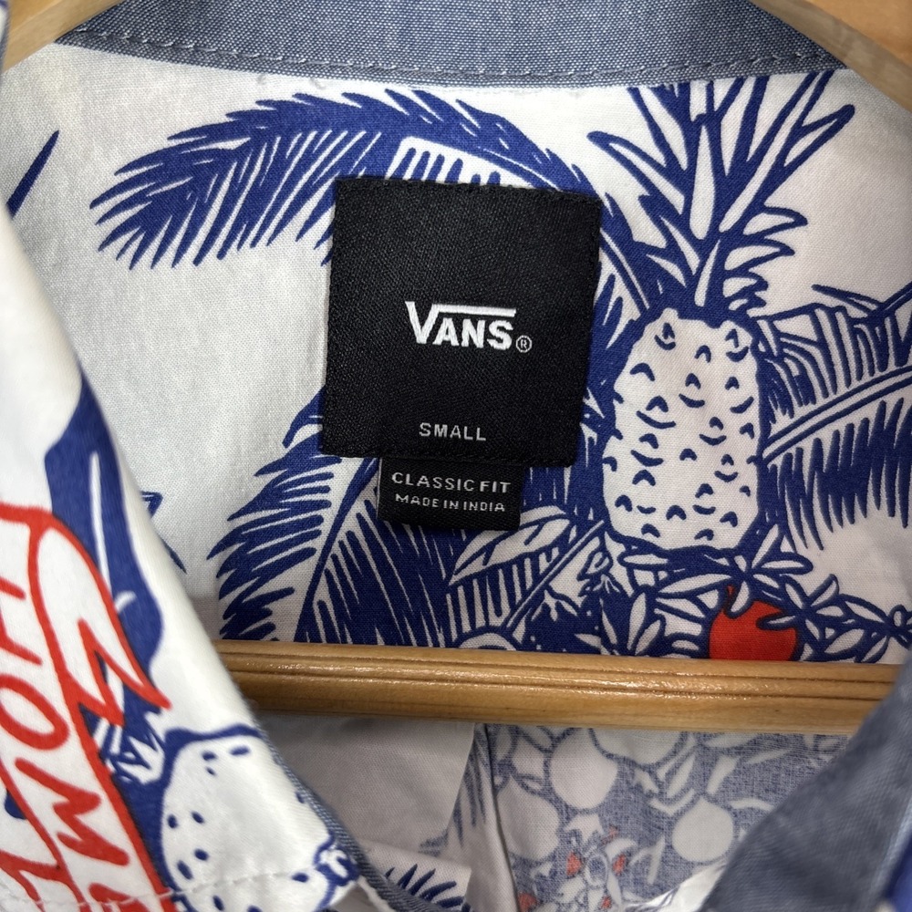 Vans Off The Wall Hawaiian Short Sleeve Buttoned Down Shirt Men's Size Small - Picture 2 of 7